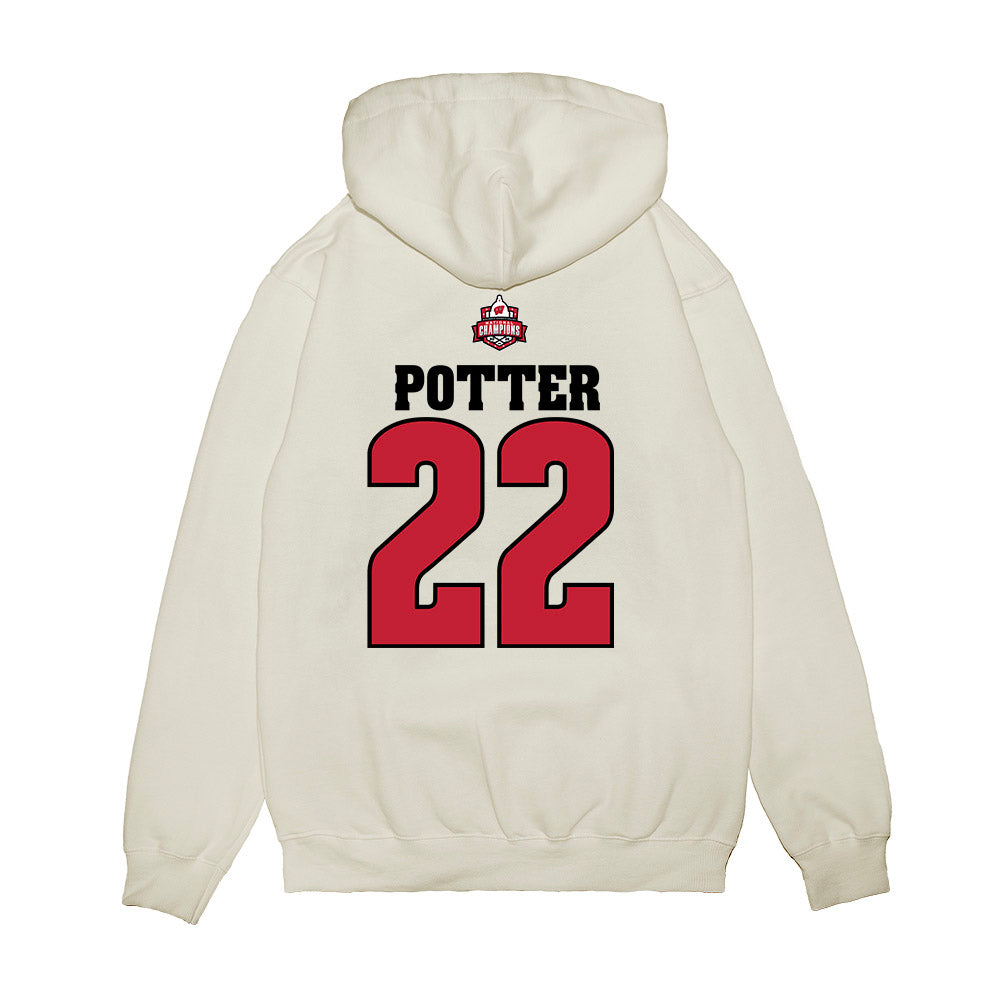 Wisconsin - NCAA Women's Ice Hockey : Laney Potter - 2026 National Champions Premium Hooded Sweatshirt-1