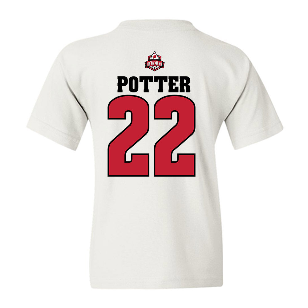 Wisconsin - NCAA Women's Ice Hockey : Laney Potter - 2026 National Champions Youth T-Shirt-1