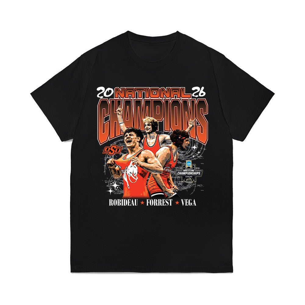 Oklahoma State - NCAA Wrestling : 2026 National Champions Comfort Colors T-Shirt-0