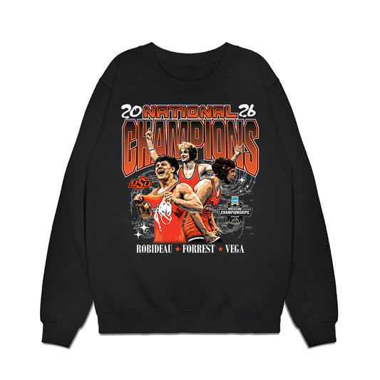 Oklahoma State - NCAA Wrestling : 2026 National Champions Premium Crewneck Sweatshirt-0