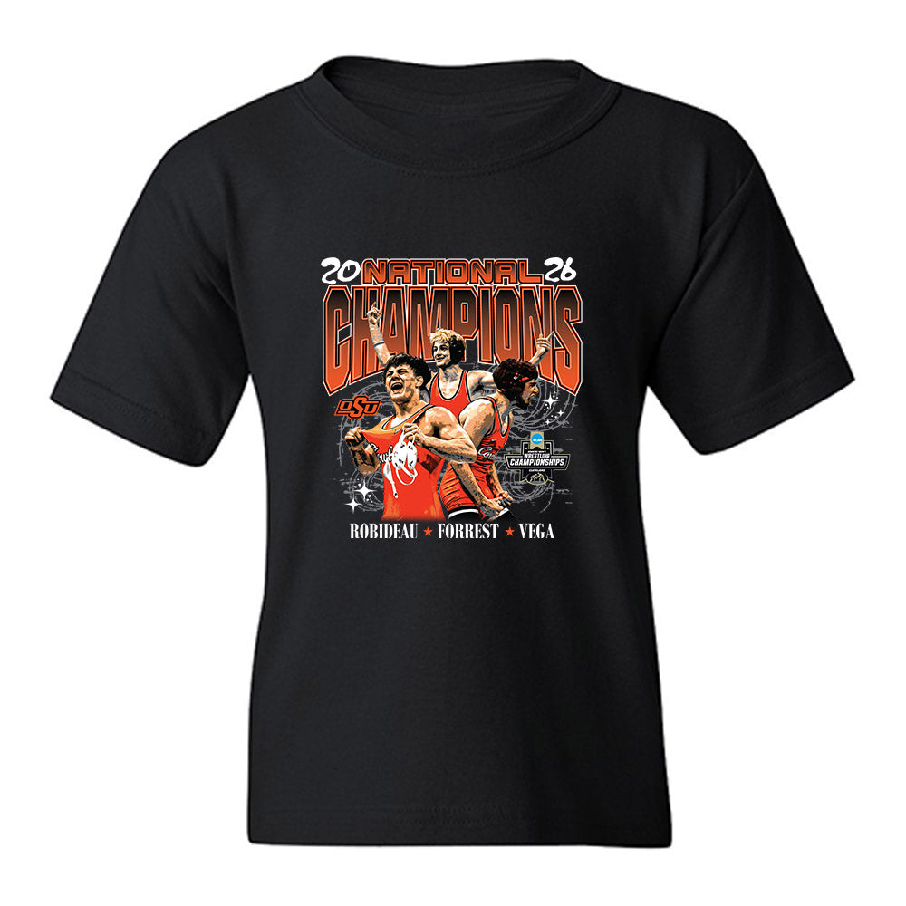 Oklahoma State - NCAA Wrestling : 2026 National Champions Youth T-Shirt-0