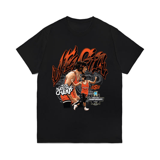 Oklahoma State - NCAA Wrestling : Sergio Vega - 2026 National Champ Comfort Colors T-Shirt-0