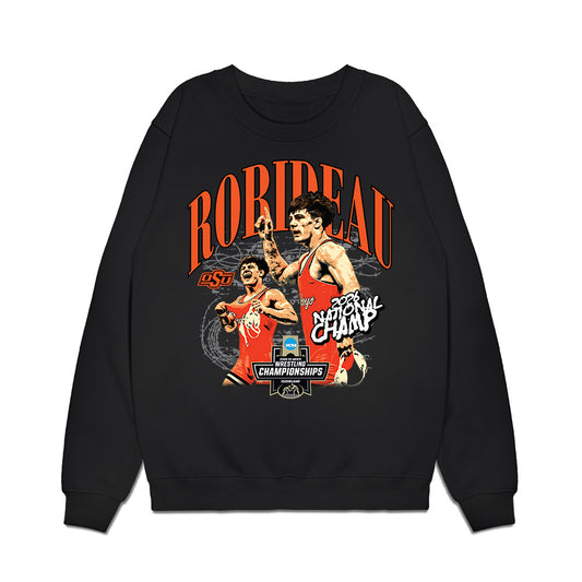 Oklahoma State - NCAA Wrestling : Landon Robideau - Collage Premium Crewneck Sweatshirt-0