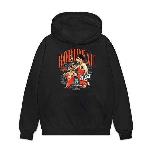 Oklahoma State - NCAA Wrestling : Landon Robideau - Collage Premium Hooded Sweatshirt-0
