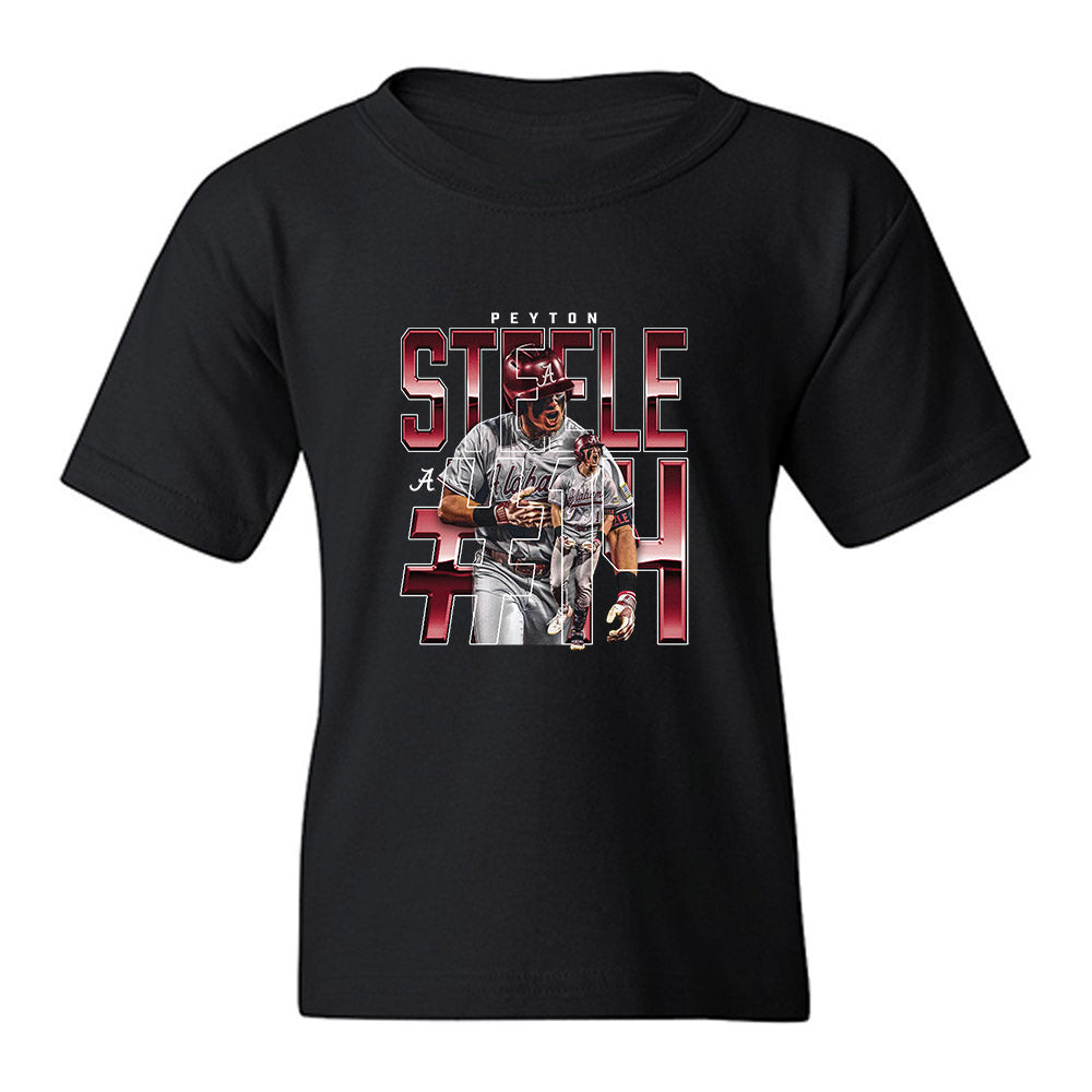 Alabama - NCAA Baseball : Peyton Steele - Collage Youth T-Shirt-0