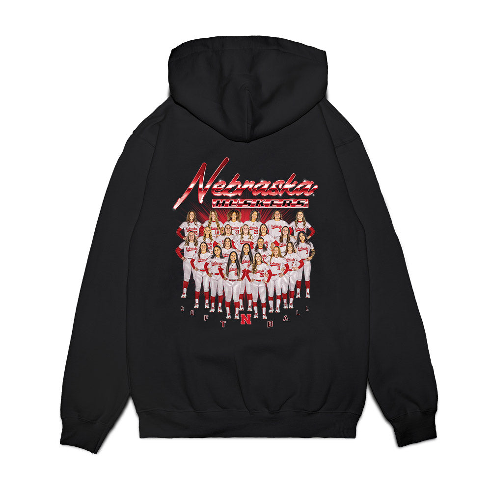 Nebraska - NCAA Softball : Team Collage Premium Hooded Sweatshirt-1