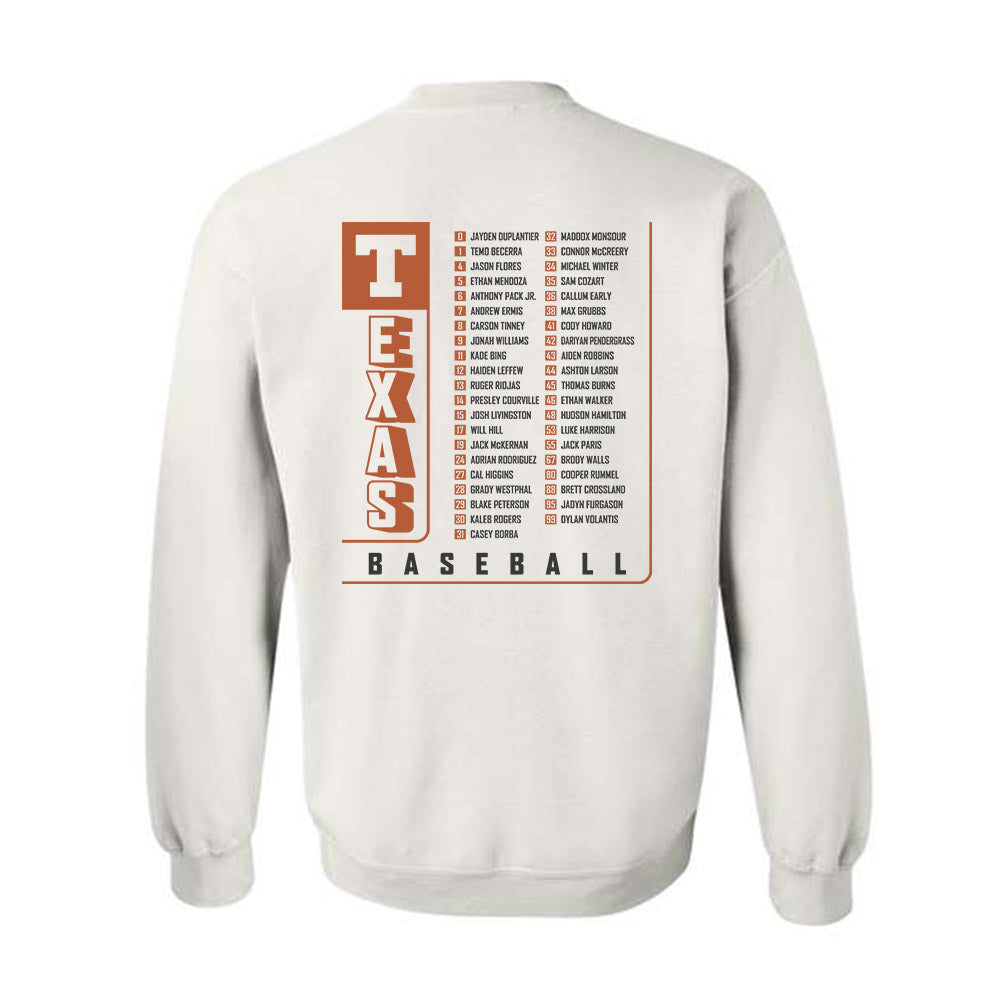 Texas - NCAA Baseball : Roster Crewneck Sweatshirt-1