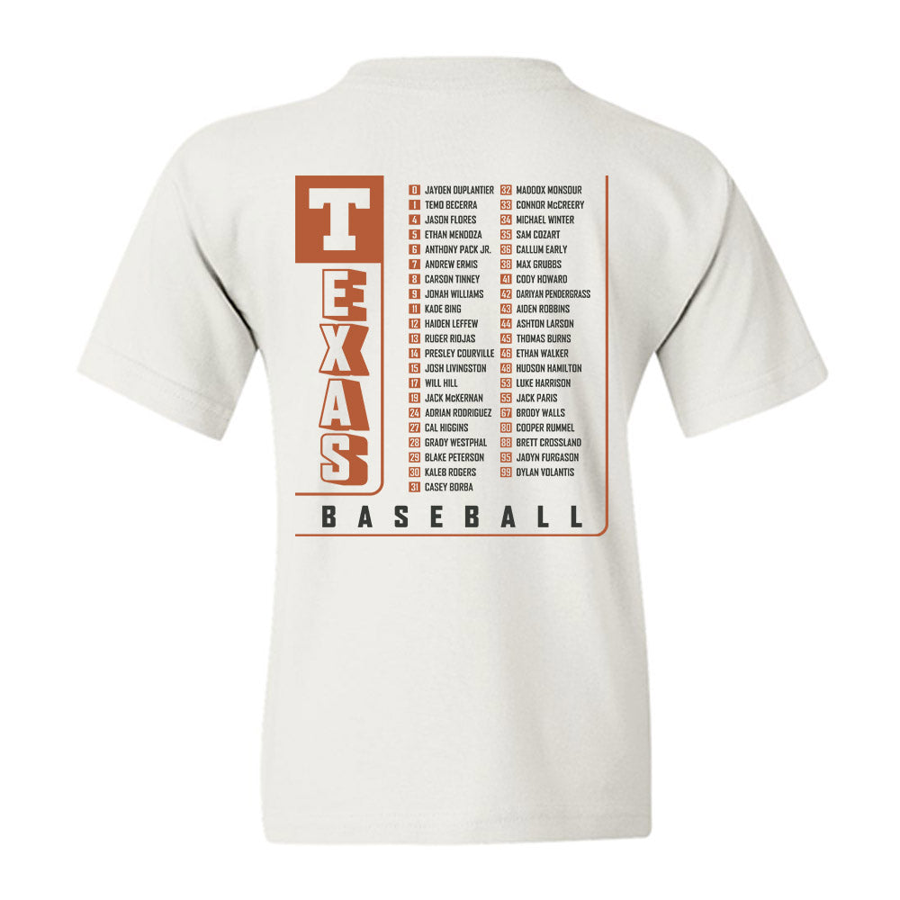 Texas - NCAA Baseball : Roster Youth T-Shirt-1