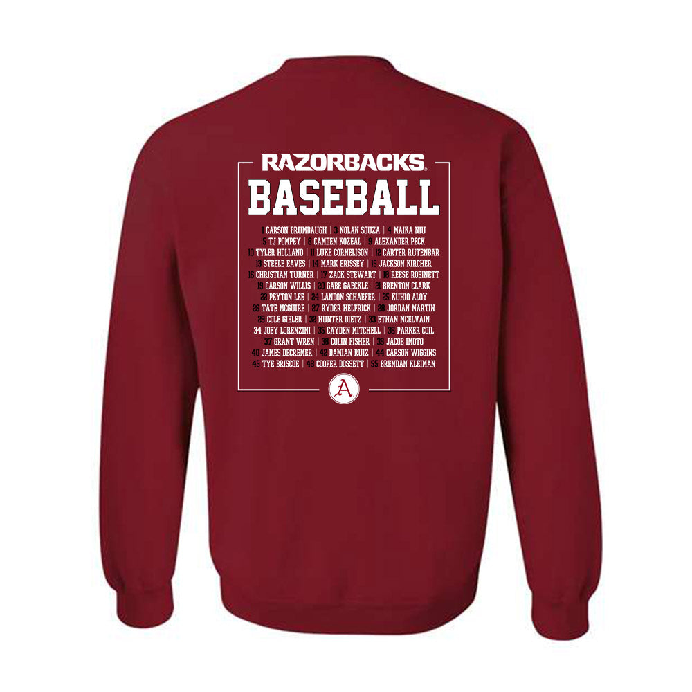 Arkansas - NCAA Baseball : Roster Crewneck Sweatshirt-1