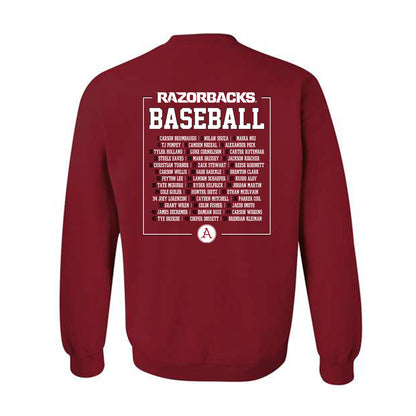 Arkansas - NCAA Baseball : Roster Crewneck Sweatshirt-1