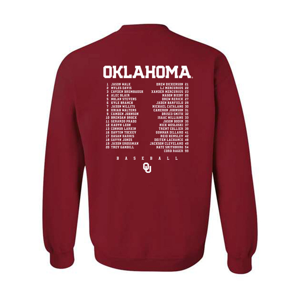 Oklahoma - NCAA Baseball : Roster Crewneck Sweatshirt-1