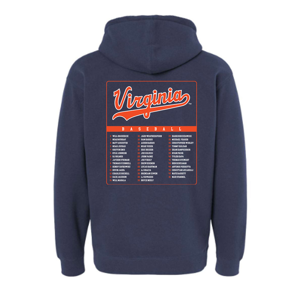 Virginia - NCAA Baseball : Roster Hooded Pullover Sweatshirt-1