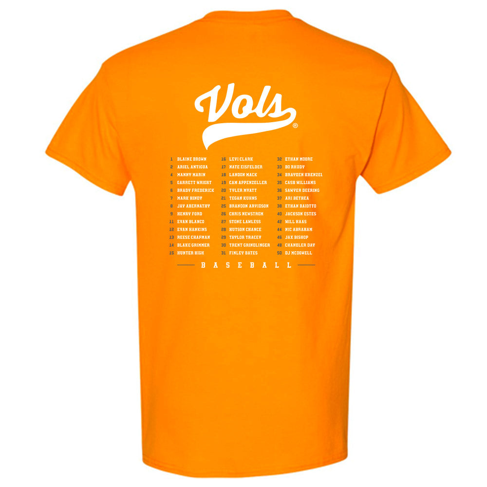 Tennessee - NCAA Baseball : Roster T-Shirt-1