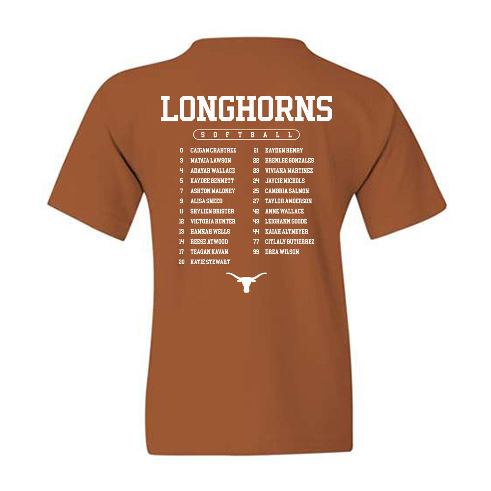 Texas - NCAA Softball : Roster Youth T-Shirt-1