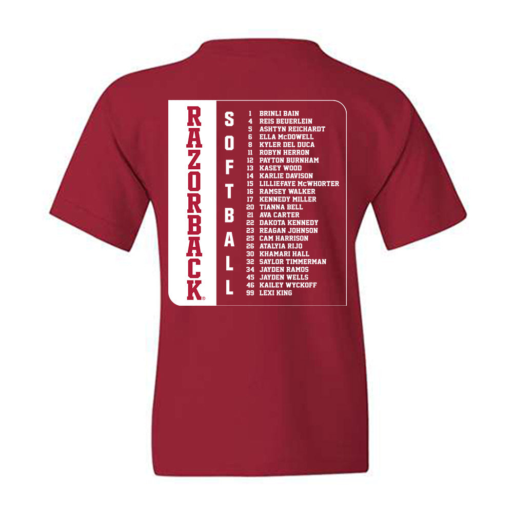 Arkansas - NCAA Softball : Roster Youth T-Shirt-1