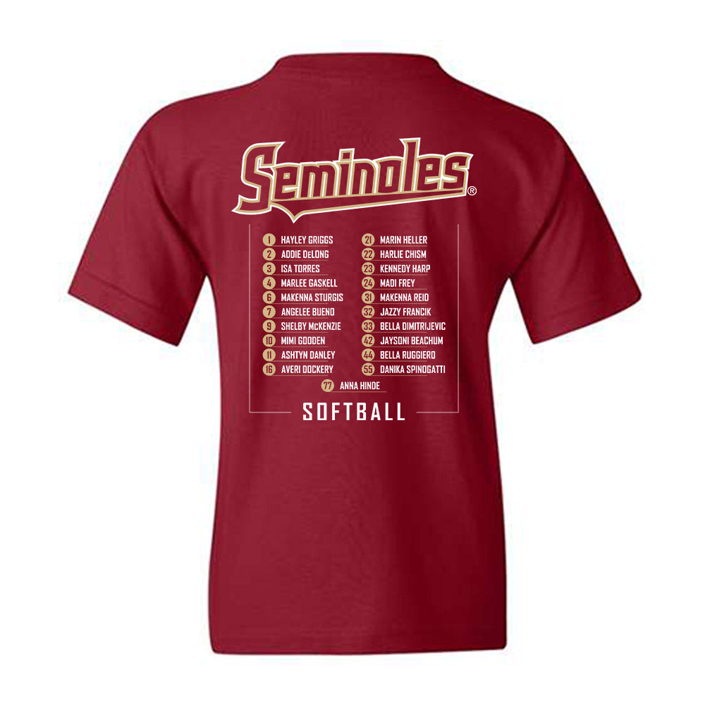 FSU - NCAA Softball : Roster Youth T-Shirt-1