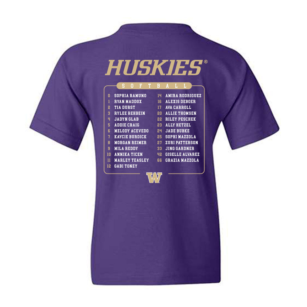 Washington - NCAA Softball : Roster Youth T-Shirt-1