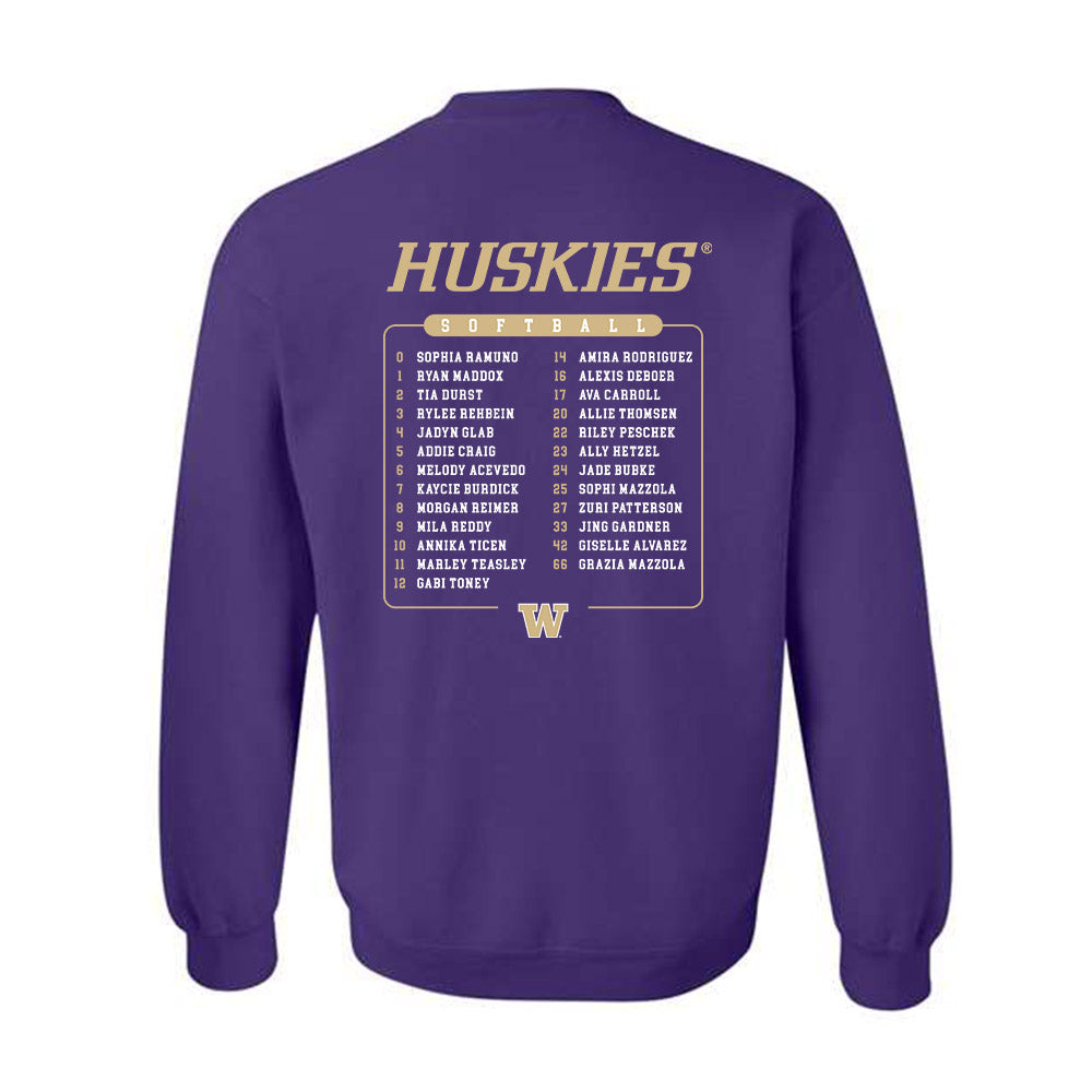 Washington - NCAA Softball : Roster Crewneck Sweatshirt-1