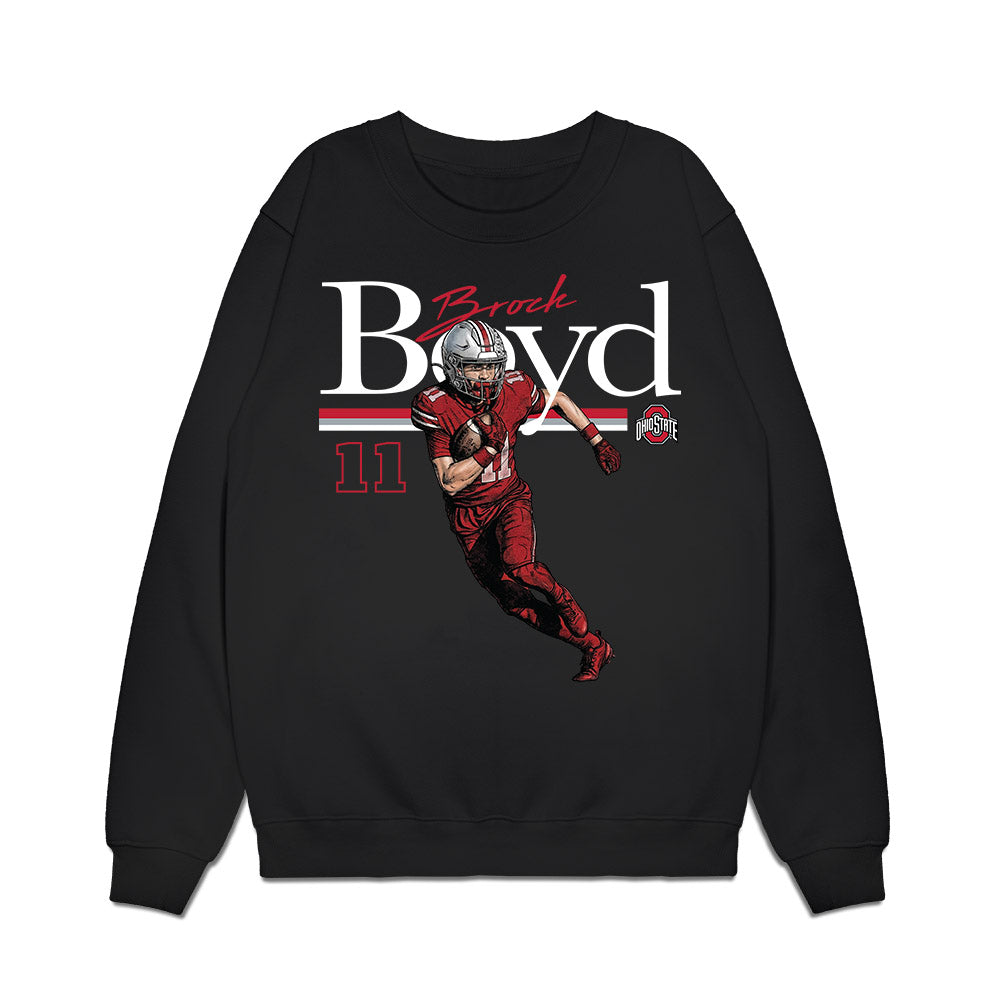 Ohio State - NCAA Football : Brock Boyd - Caricature Premium Crewneck Sweatshirt-0