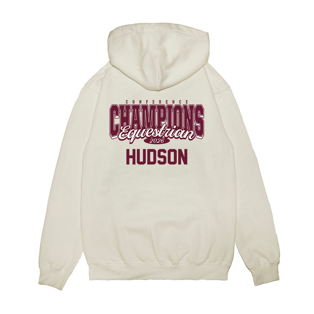 Texas A&M - NCAA Equestrian : Brooke Hudson - Conference Champions Premium Hooded Sweatshirt-1
