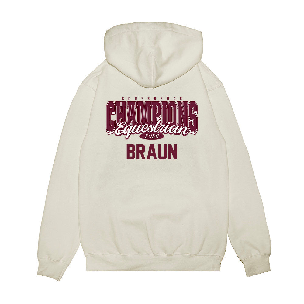 Texas A&M - NCAA Equestrian : Meagan Braun - Conference Champions Premium Hooded Sweatshirt-1