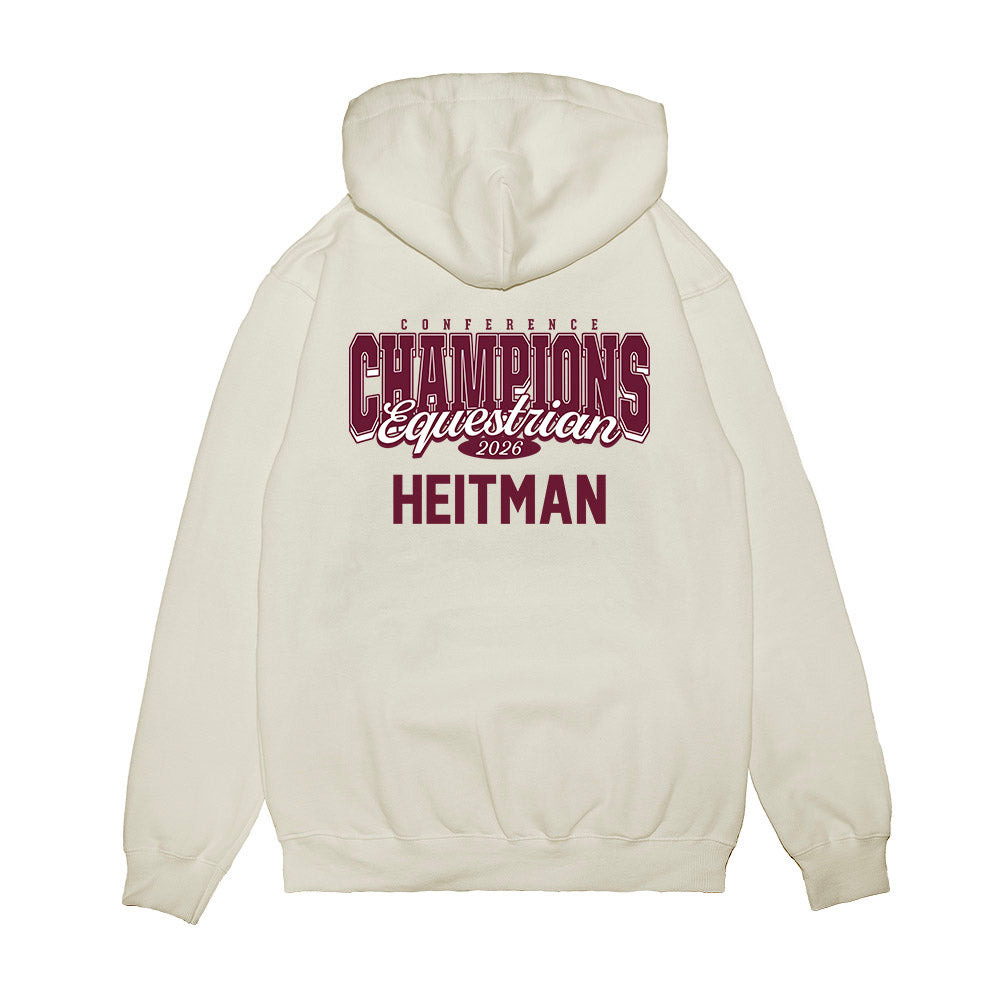 Texas A&M - NCAA Equestrian : Kaylynn Heitman - Conference Champions Premium Hooded Sweatshirt-1