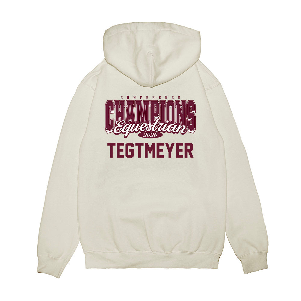 Texas A&M - NCAA Equestrian : Brooke Tegtmeyer - Conference Champions Premium Hooded Sweatshirt-1