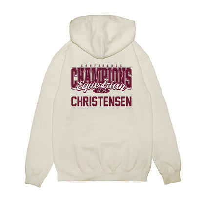 Texas A&M - NCAA Equestrian : Cara Christensen - Conference Champions Premium Hooded Sweatshirt-1