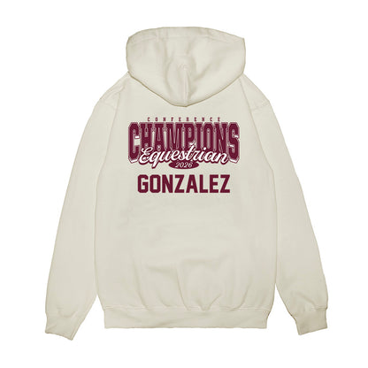Texas A&M - NCAA Equestrian : Isabelle Gonzalez - Conference Champions Premium Hooded Sweatshirt-1