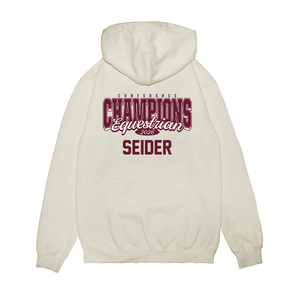 Texas A&M - NCAA Equestrian : Lila Seider - Conference Champions Premium Hooded Sweatshirt-1