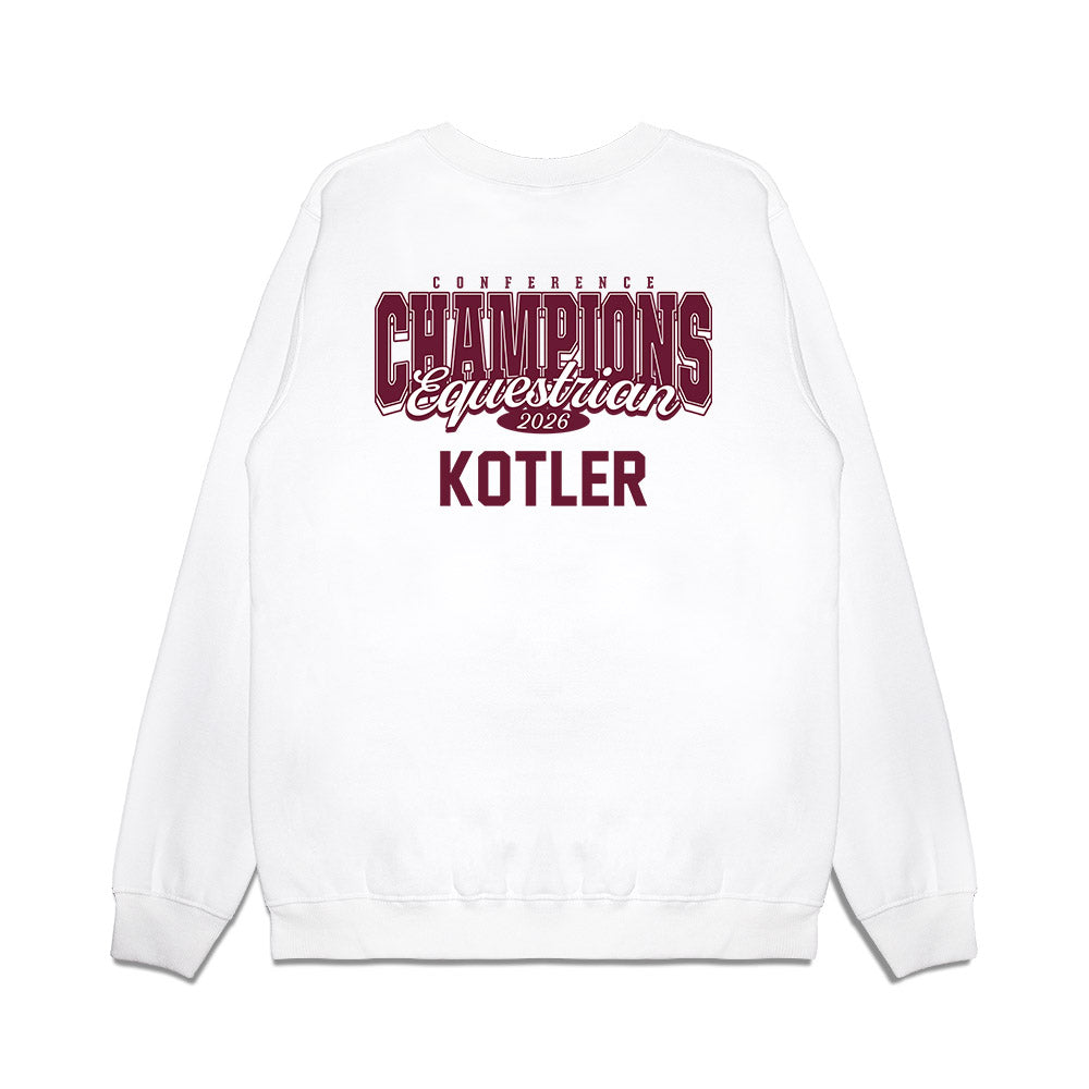 Texas A&M - NCAA Equestrian : Anna Kotler - Conference Champions Premium Crewneck Sweatshirt-1