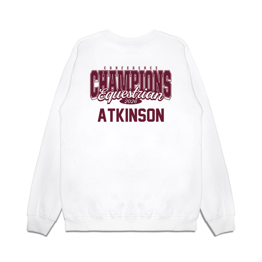 Texas A&M - NCAA Equestrian : McKinney Atkinson - Conference Champions Premium Crewneck Sweatshirt-1