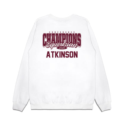 Texas A&M - NCAA Equestrian : McKinney Atkinson - Conference Champions Premium Crewneck Sweatshirt-1
