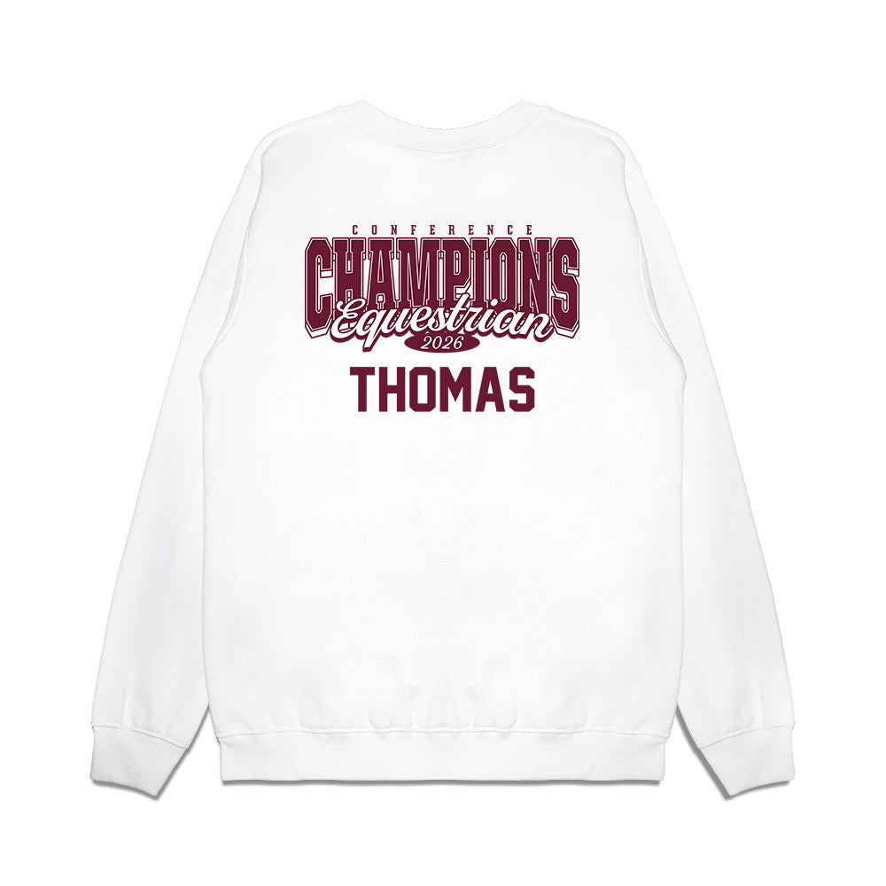 Texas A&M - NCAA Equestrian : Logan Thomas - Conference Champions Premium Crewneck Sweatshirt-1