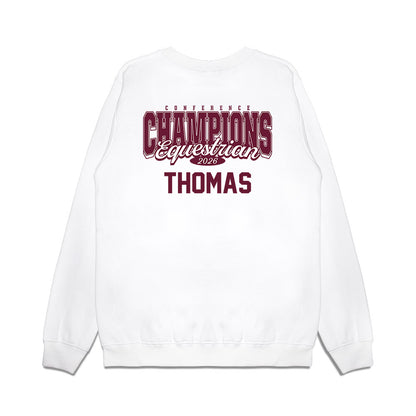Texas A&M - NCAA Equestrian : Logan Thomas - Conference Champions Premium Crewneck Sweatshirt-1
