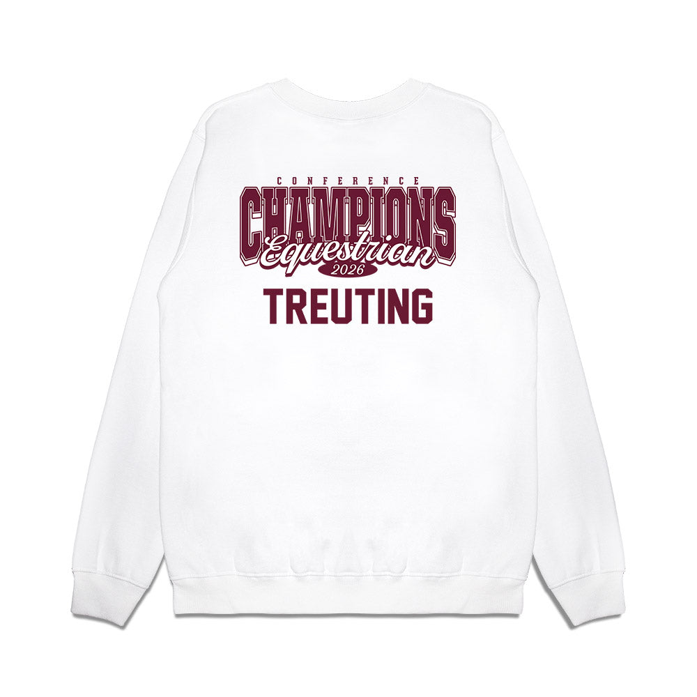 Texas A&M - NCAA Equestrian : Alida Treuting - Conference Champions Premium Crewneck Sweatshirt-1