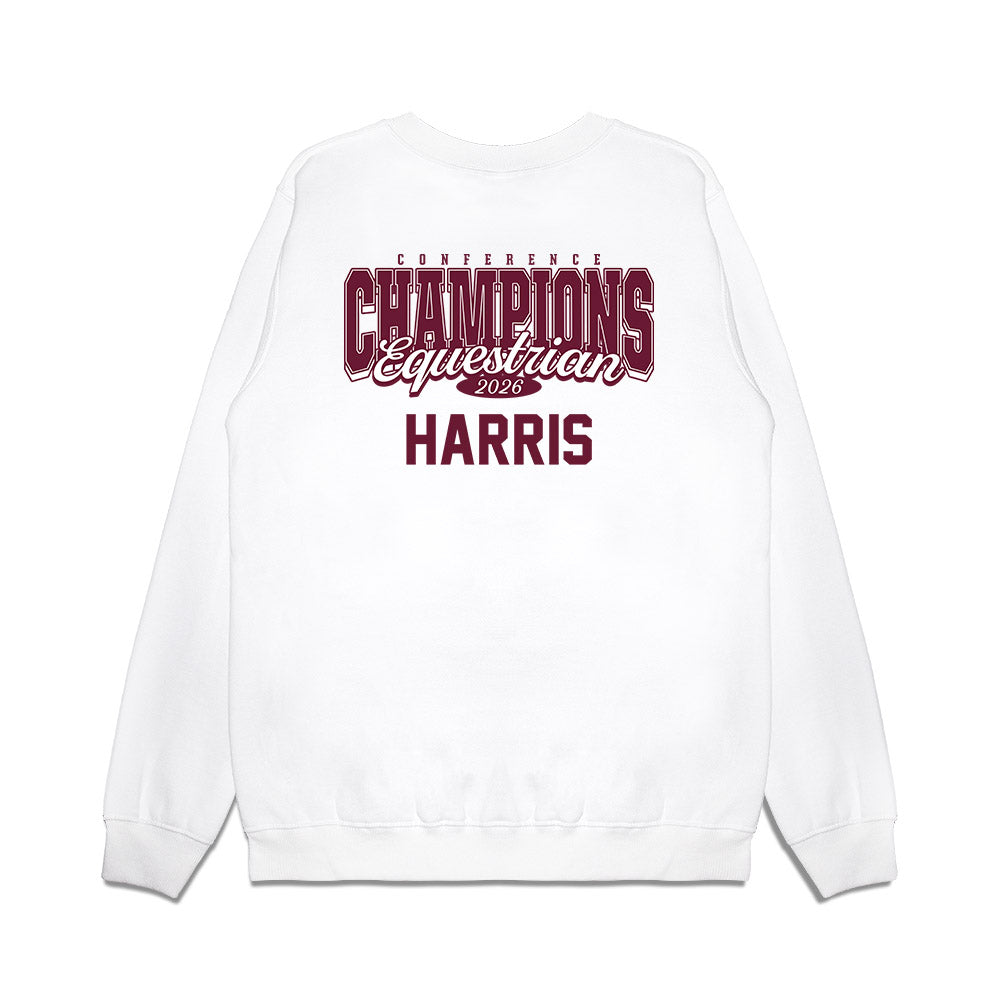 Texas A&M - NCAA Equestrian : Anna Harris - Conference Champions Premium Crewneck Sweatshirt-1