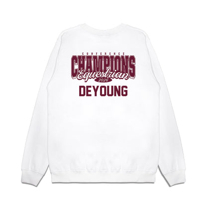 Texas A&M - NCAA Equestrian : Avery Deyoung - Conference Champions Premium Crewneck Sweatshirt-1