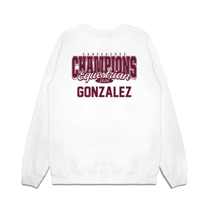 Texas A&M - NCAA Equestrian : Isabelle Gonzalez - Conference Champions Premium Crewneck Sweatshirt-1