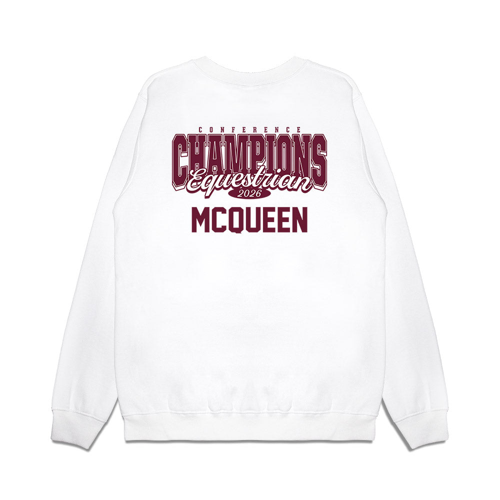 Texas A&M - NCAA Equestrian : Moriah McQueen - Conference Champions Premium Crewneck Sweatshirt-1