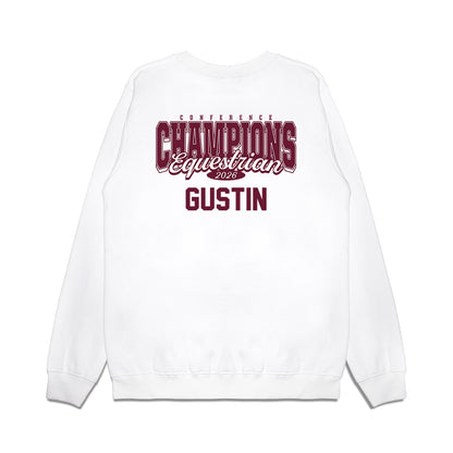 Texas A&M - NCAA Equestrian : Mattie Gustin - Conference Champions Premium Crewneck Sweatshirt-1