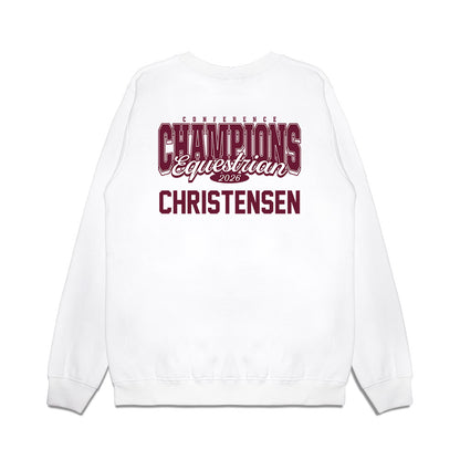 Texas A&M - NCAA Equestrian : Cara Christensen - Conference Champions Premium Crewneck Sweatshirt-1