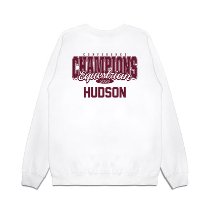 Texas A&M - NCAA Equestrian : Brooke Hudson - Conference Champions Premium Crewneck Sweatshirt-1