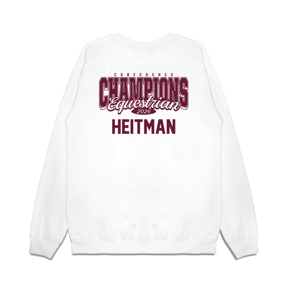 Texas A&M - NCAA Equestrian : Kaylynn Heitman - Conference Champions Premium Crewneck Sweatshirt-1