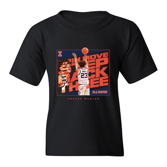 Illinois - NCAA Men's Basketball : Keaton Wagler - Collage Youth T-Shirt-0