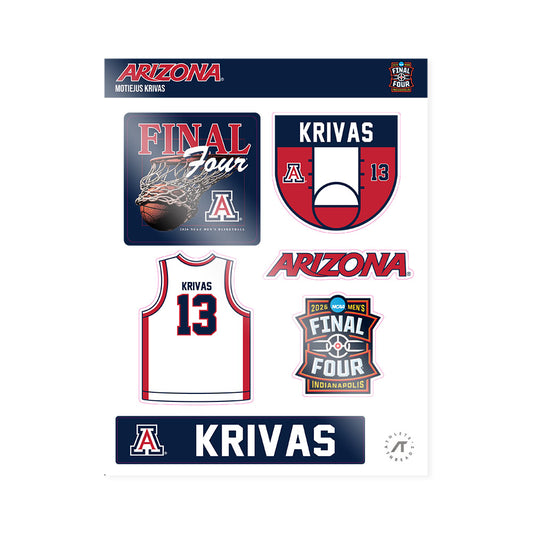 Arizona - NCAA Men's Basketball : Motiejus Krivas - Final Four NCAA® March Madness® 2026 Sticker Sheet-0