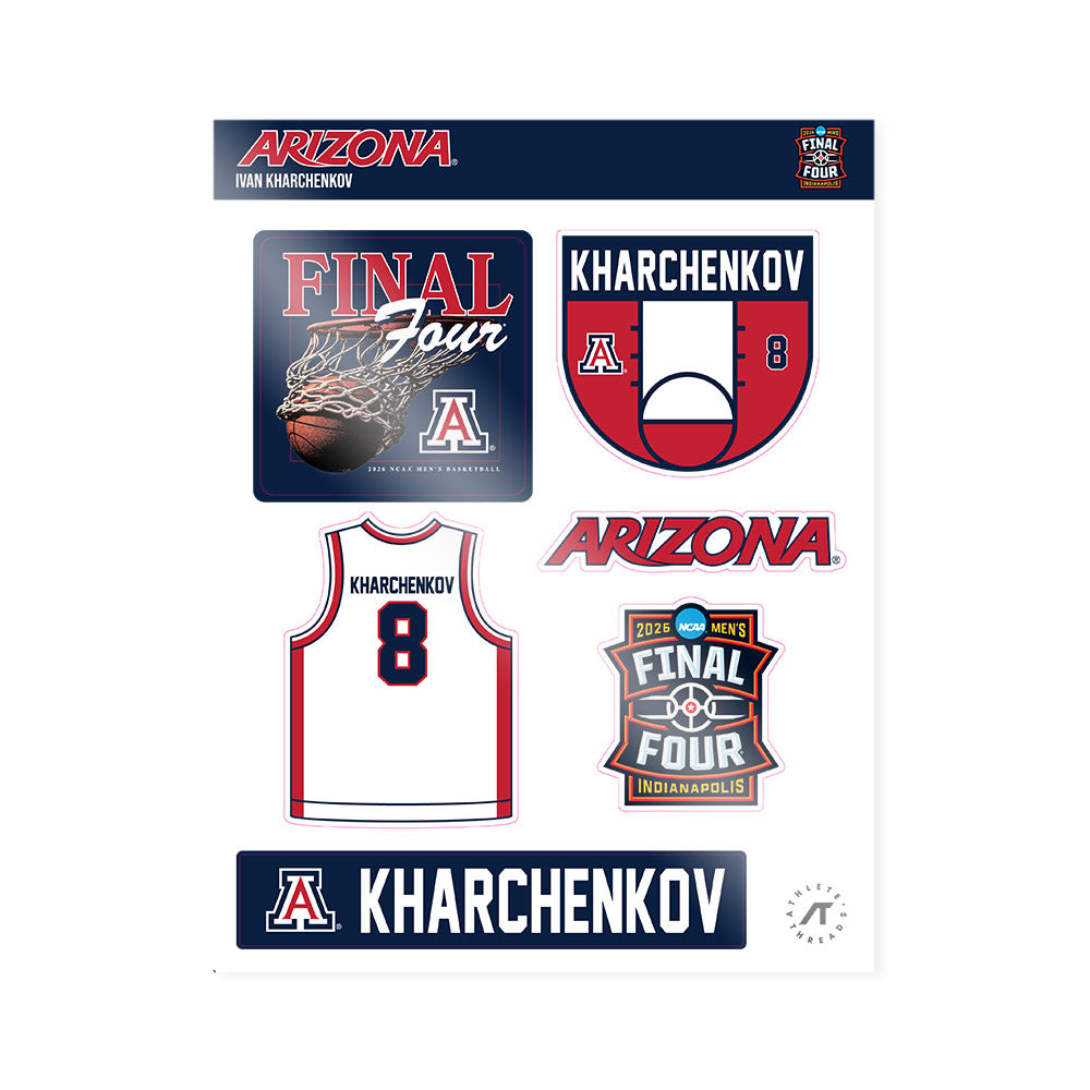 Arizona - NCAA Men's Basketball : Ivan Kharchenkov - Final Four NCAA® March Madness® 2026 Sticker Sheet-0