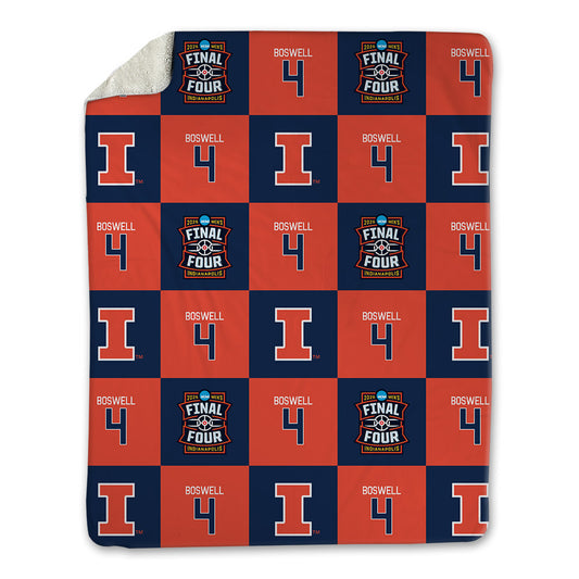 Illinois - NCAA Men's Basketball : Kylan Boswell - Final Four NCAA® March Madness® 2026 Blanket-0