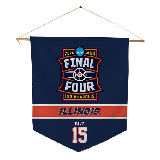 Illinois - NCAA Men's Basketball : Jake Davis - Final Four NCAA® March Madness® 2026 Pennant - 18" x 21"-0