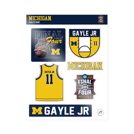 Michigan - NCAA Men's Basketball : Roddy Gayle Jr - Final Four NCAA® March Madness® 2026 Sticker Sheet-0